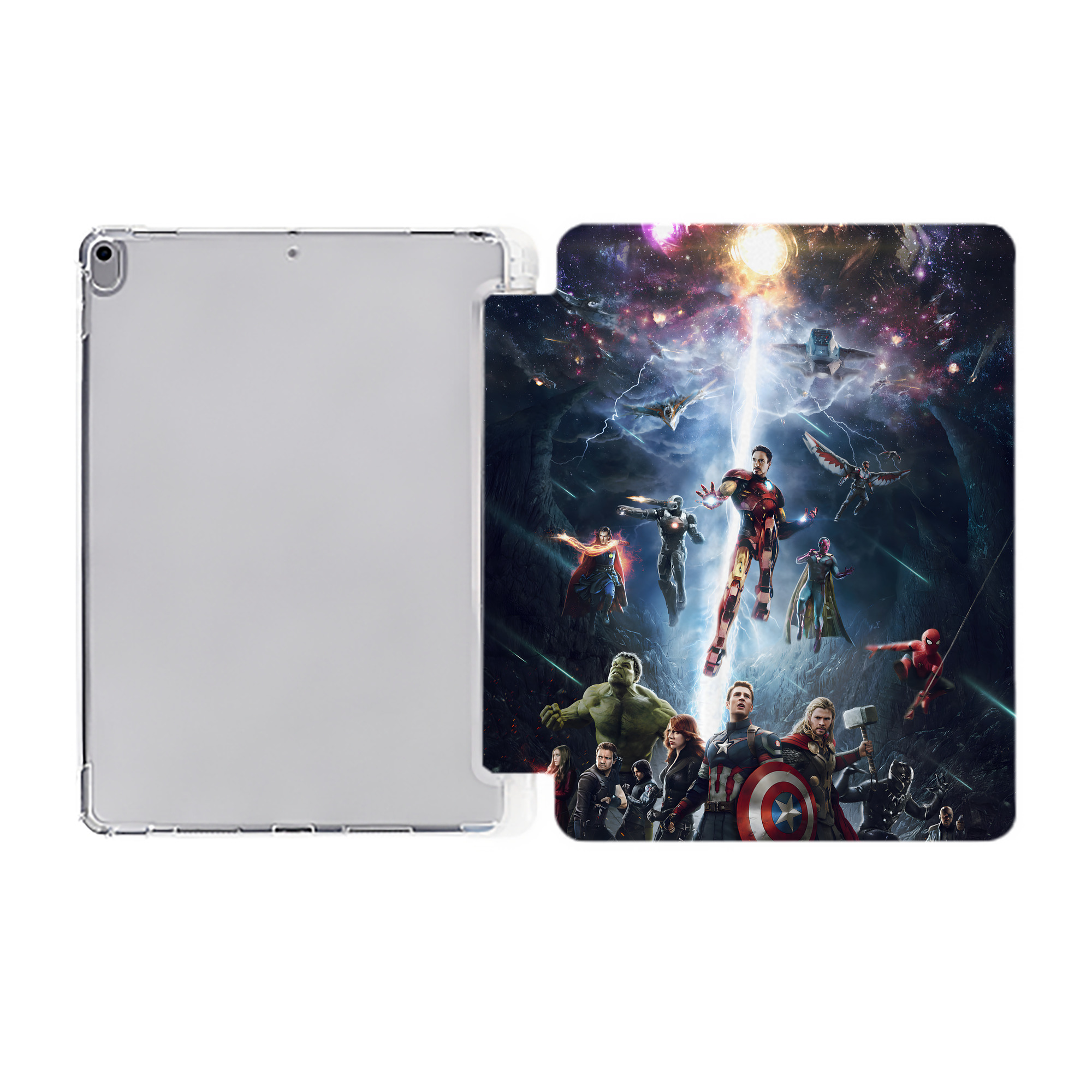 （画像用） アベンジャーズ The Avengers IPad ケース ペン収納付き 三つ折りスタンド PUレザー×シリコン 対応機種9.5/10.5/10.9インチ